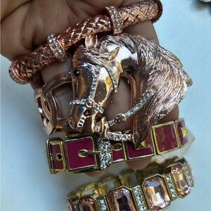 Elegant Rose Gold Horse Bracelet Set